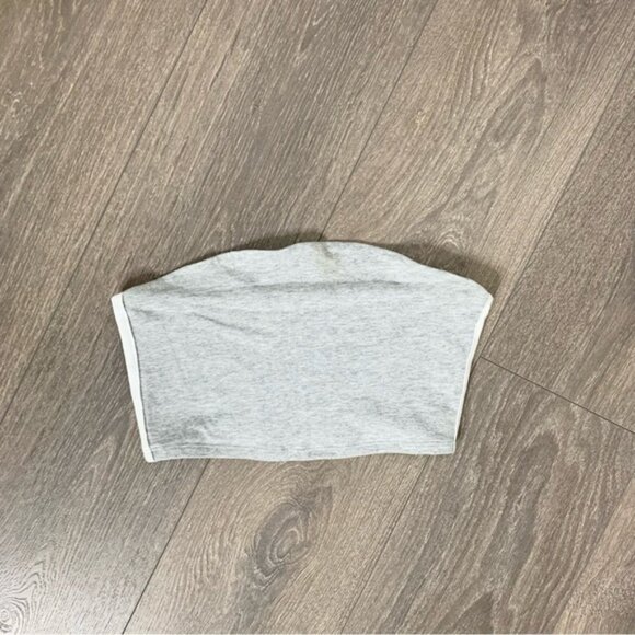Garage Women’s Bandeau Cropped Top Strapless Grey Side stripes Size Small - Picture 3 of 6